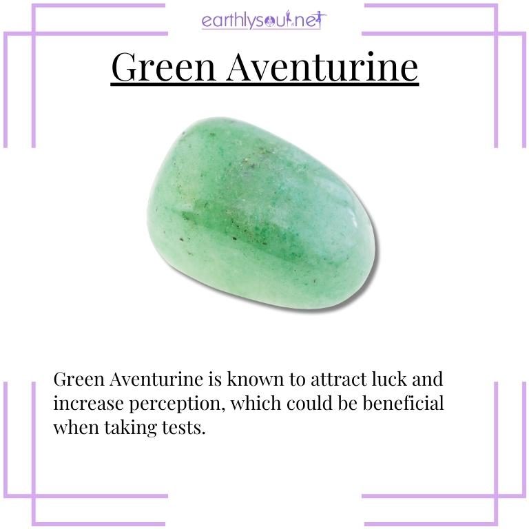 Green aventurine crystal for attracting luck during tests