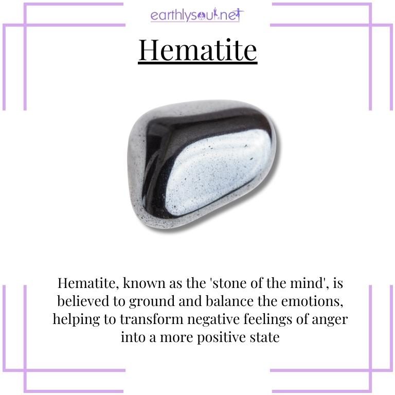 Hematite stone for grounding emotions and transforming anger
