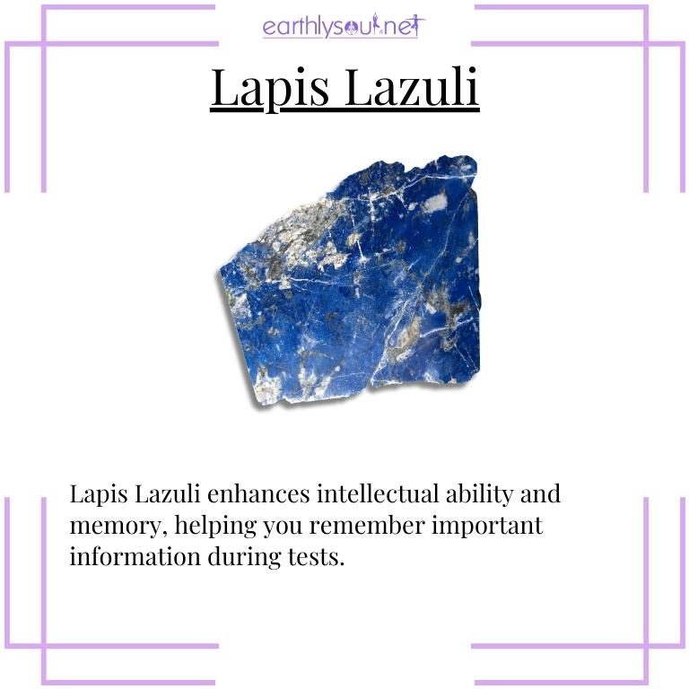 Lapis lazuli crystal for enhancing memory during tests