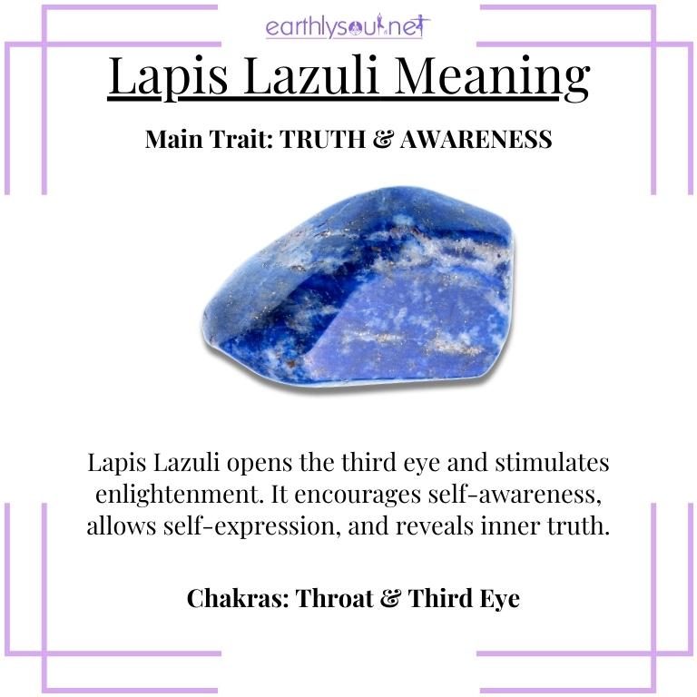 Deep blue lapis lazuli with golden flecks, symbolizing truth and heightened awareness