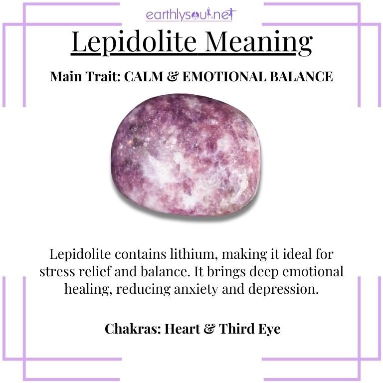 Purple lepidolite stone reflecting calmness and emotional equilibrium
