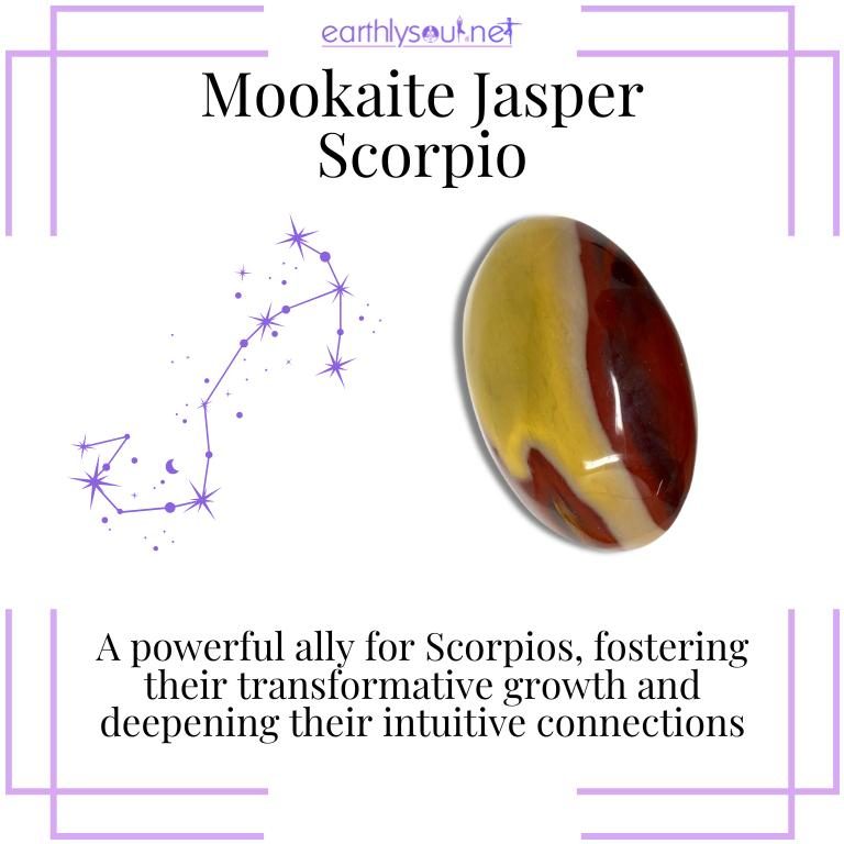 Mookaite jasper crystal depicting its strong connection with scorpio's transformative growth and intuition
