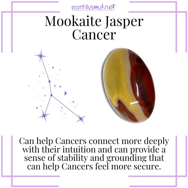 Mookaite jasper crystals illustrating astrological associations supporting cancer's intuitive connection
