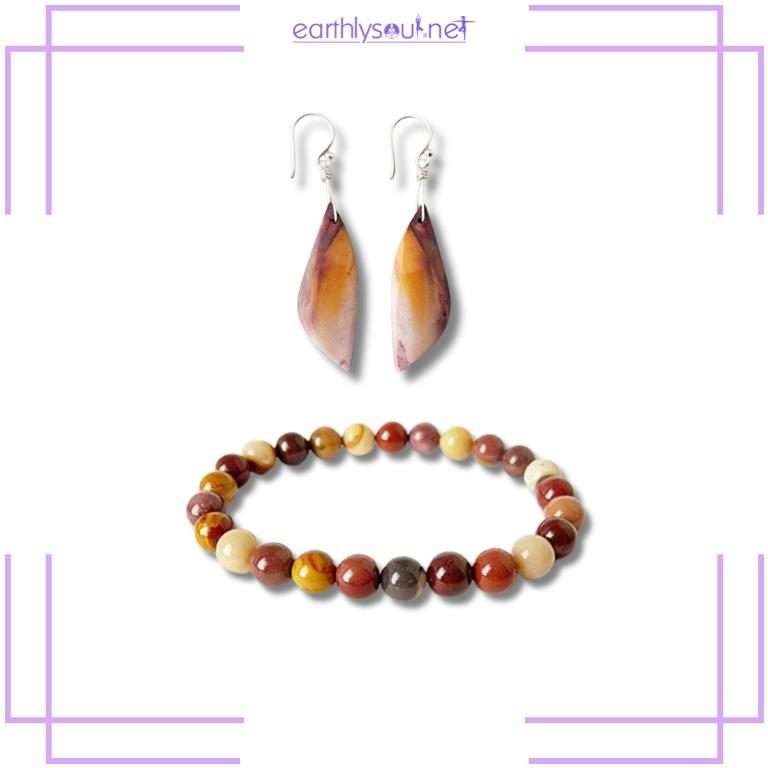 Mookaite jasper bracelet and earrings