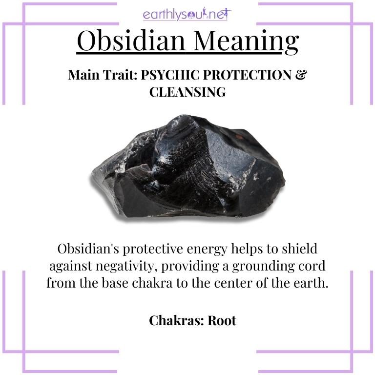 Shiny black obsidian stone, providing psychic protection and negative energy cleansing