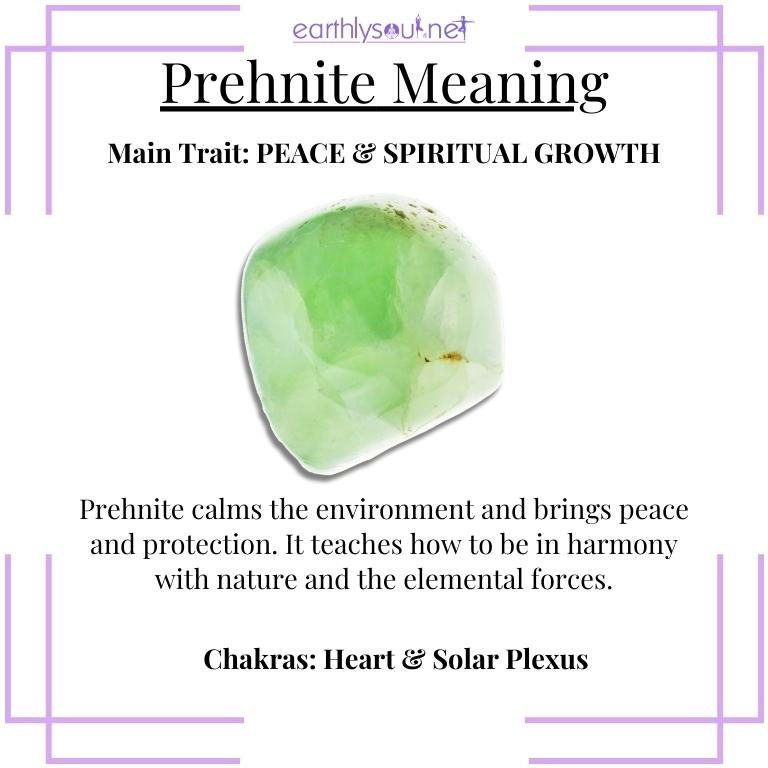 Pale green prehnite stone radiating peace and spiritual growth energies