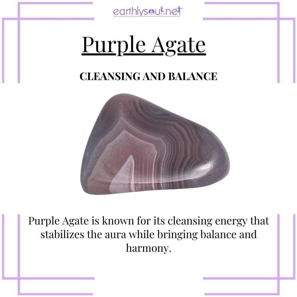 Purple agate for energy cleansing and emotional harmony