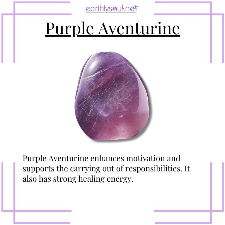 Purple aventurine crystal enhancing motivation and healing