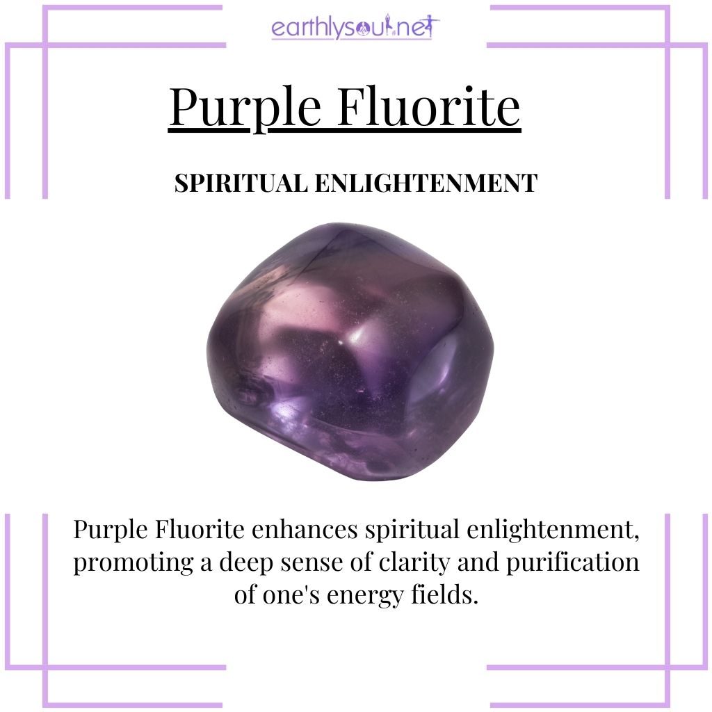 Purple fluorite crystal for enlightenment and aura cleansing
