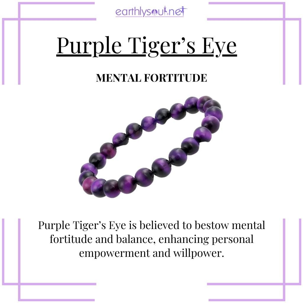 Purple tigers eye for mental strength and resilience