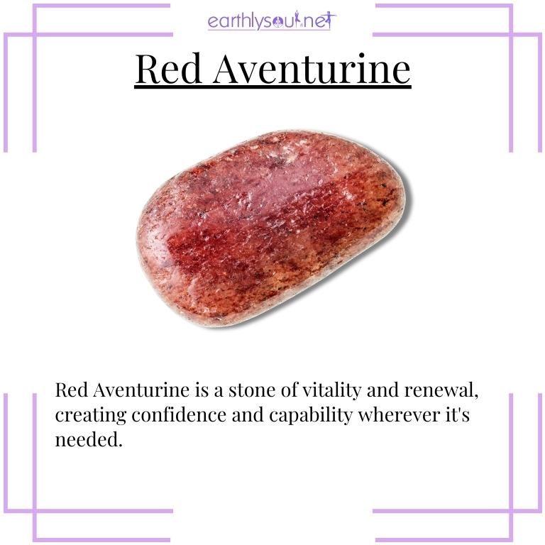Red aventurine crystal inspiring vitality and confidence