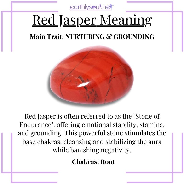 Deep red jasper stone, symbolizing nurturing energy and grounding strength