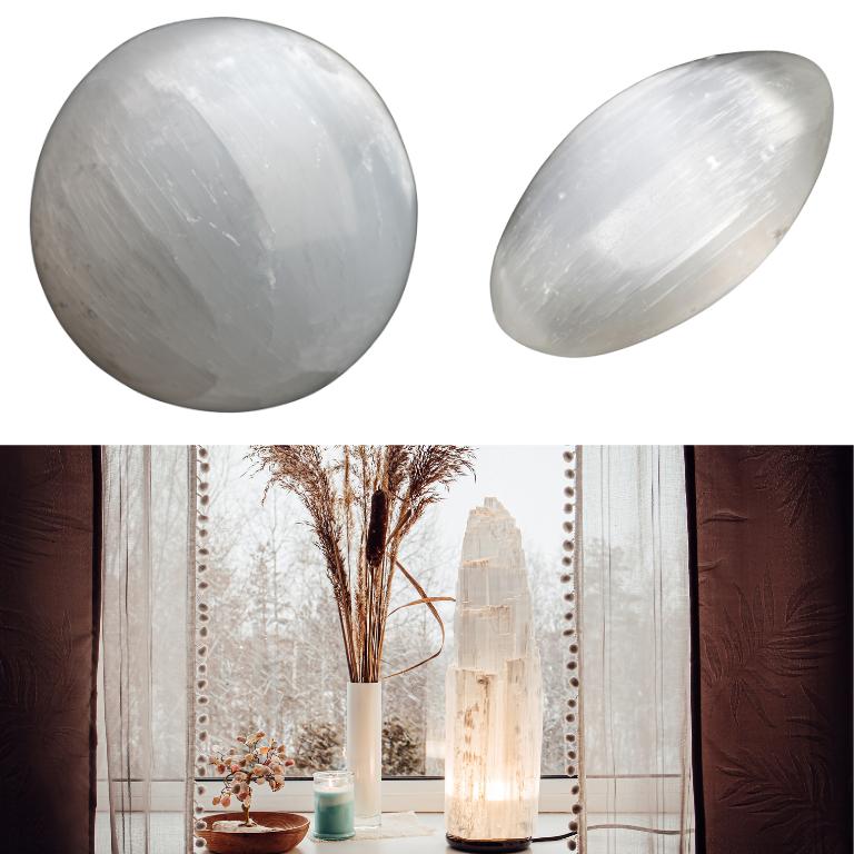 Selenite tower lamp and natural selenite stone