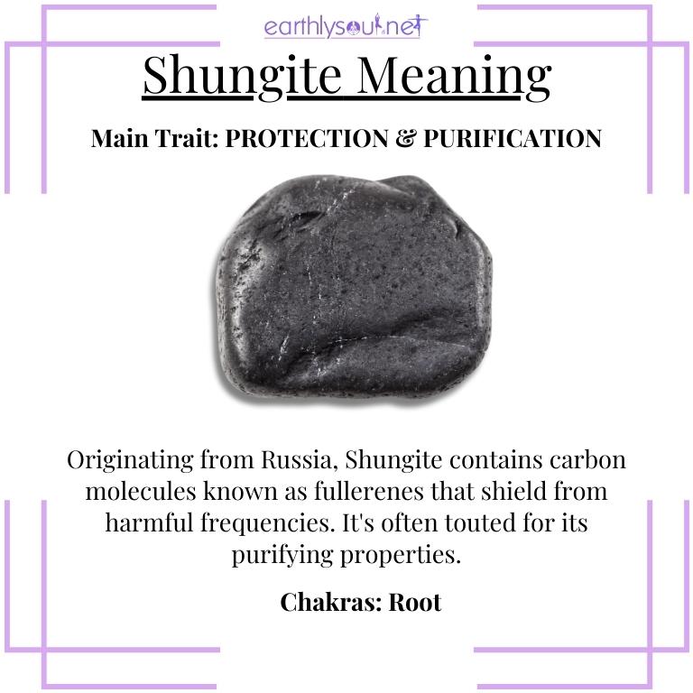 Lustrous black shungite, a protective shield and purifier