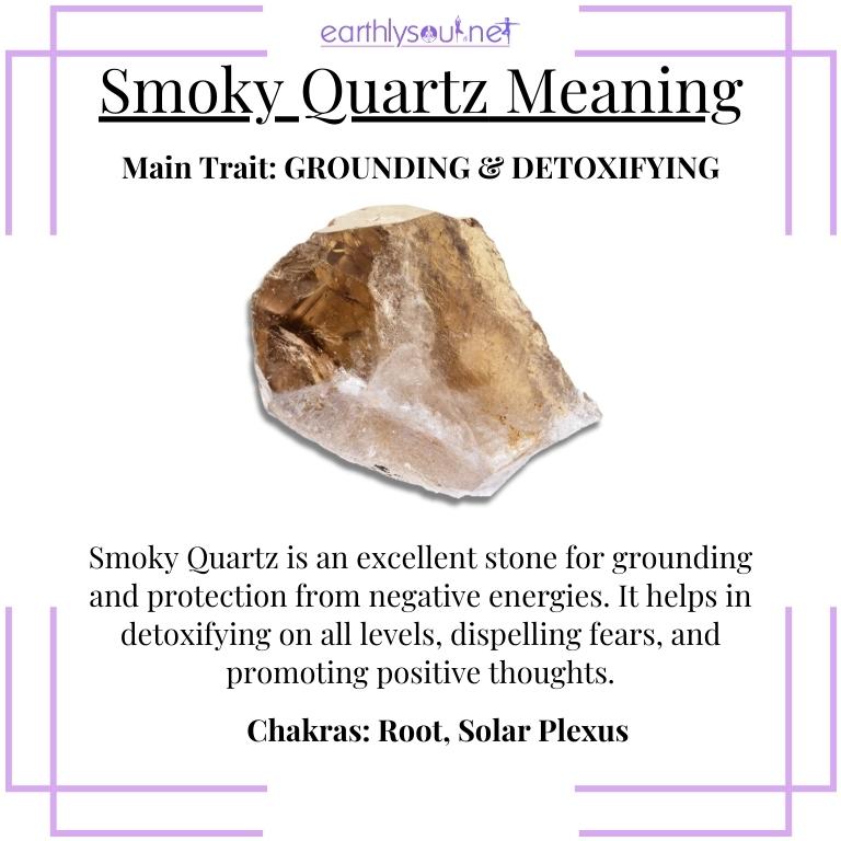 Translucent smoky quartz, grounding and detoxifying energies within