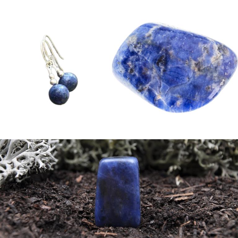 Sodalite earrings and natural sodalite stone