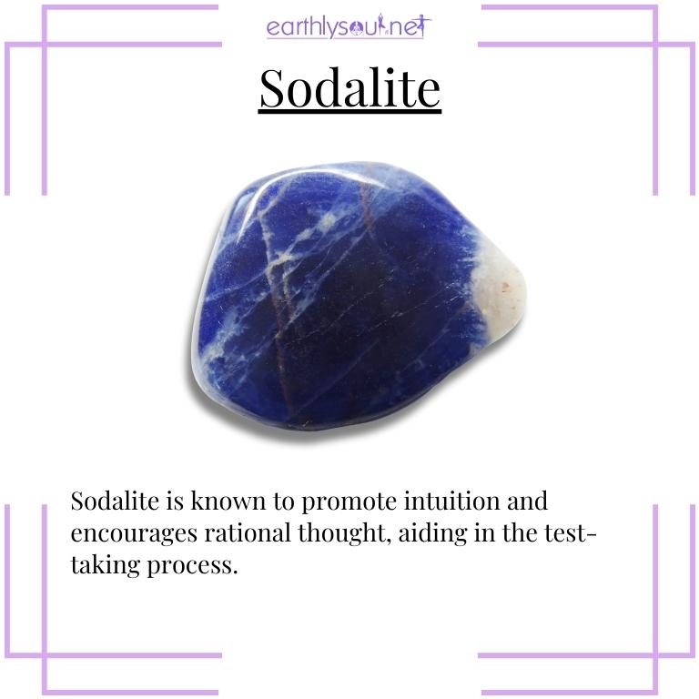 Sodalite crystal for encouraging rational thought during tests