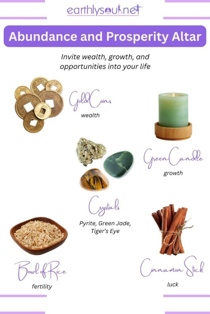 Abundance crystal altar for prosperity and manifestation