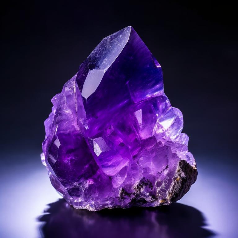 Photo of amethyst crystal against a neutral background