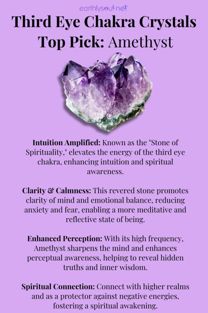 Radiant purple amethyst, amplifying intuition and connecting with the spiritual realm