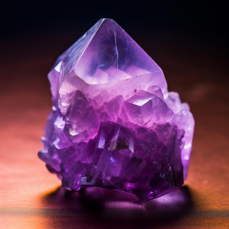 Polished amethyst crystal on neutral background