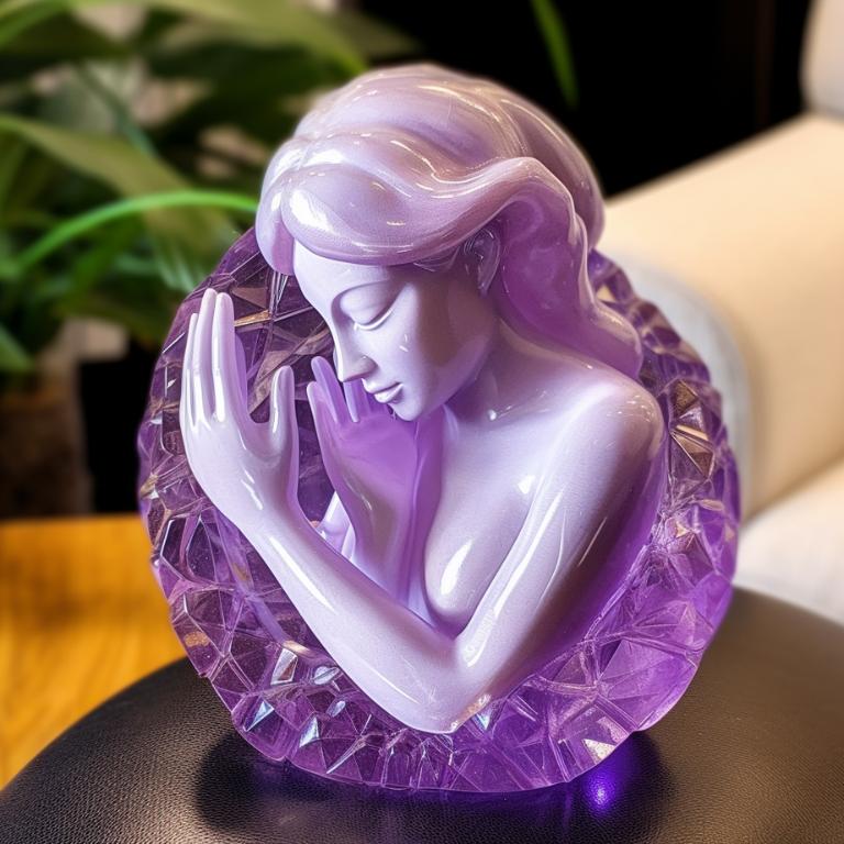 Woman made from amethyst meditating decoration