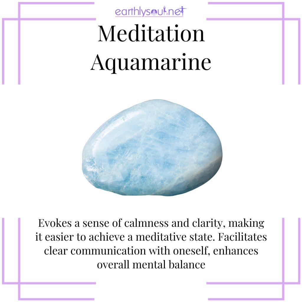 Aquamarine, the crystal of serenity and mental balance for a tranquil meditation experience.