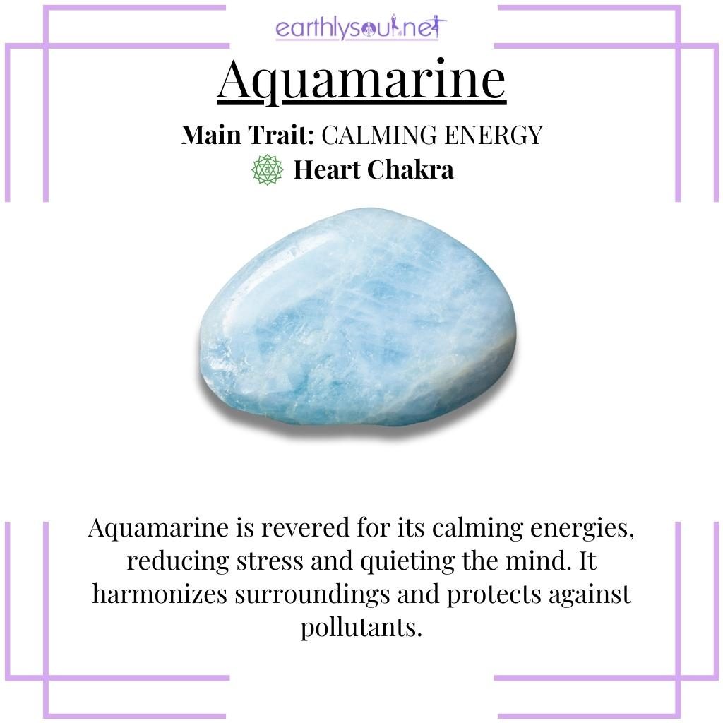 Light blue aquamarine, calming the mind and shielding the aura