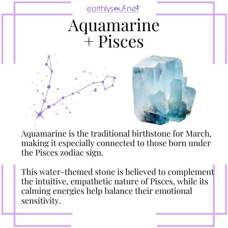 Aquamarine crystal depicting its strong connection with pisces' empathetic and intuitive nature
