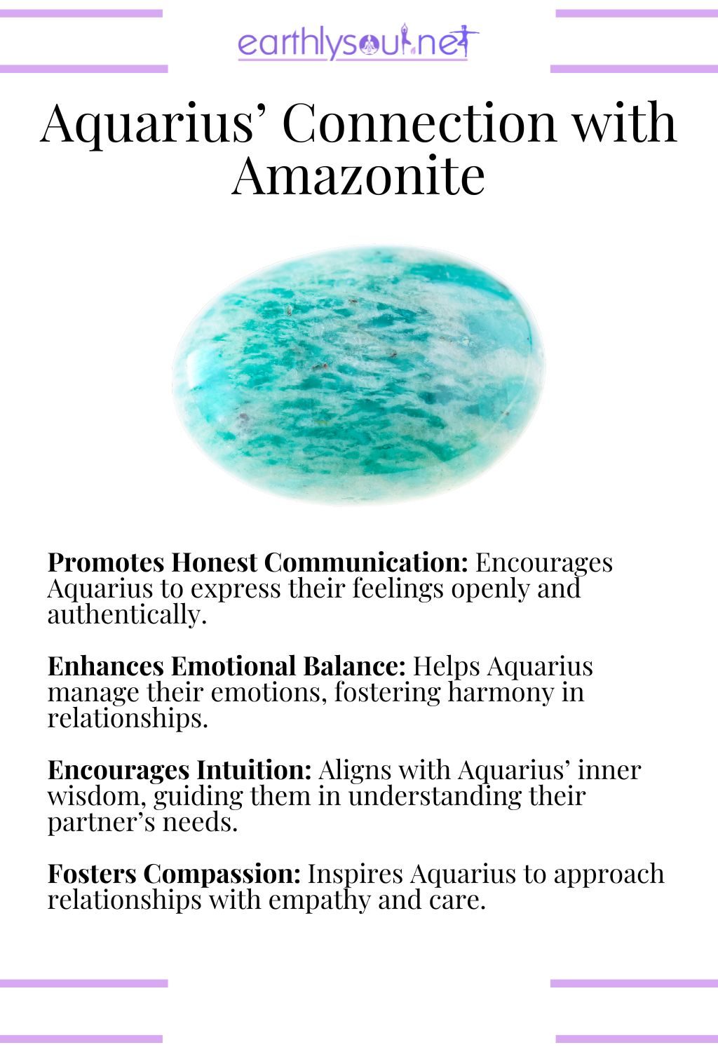 Amazonite crystal, promoting honest communication and emotional balance, ideal for aquarius zodiac signs in relationships.
