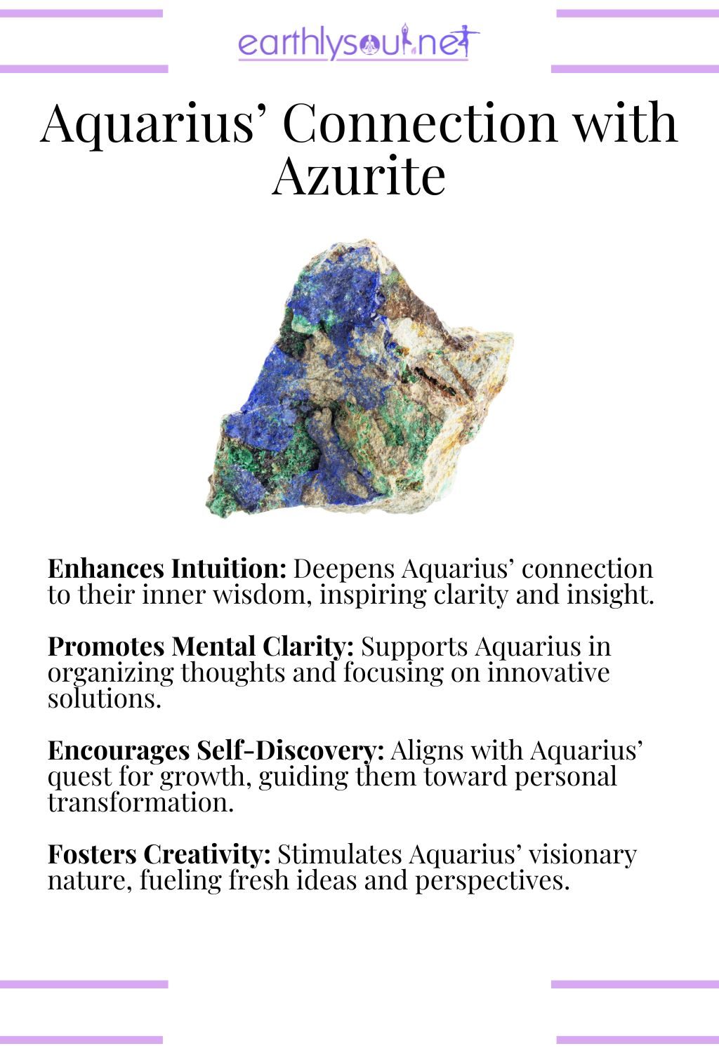 Azurite crystal, enhancing intuition and promoting mental clarity, perfect for aquarius zodiac signs maximizing their strengths.