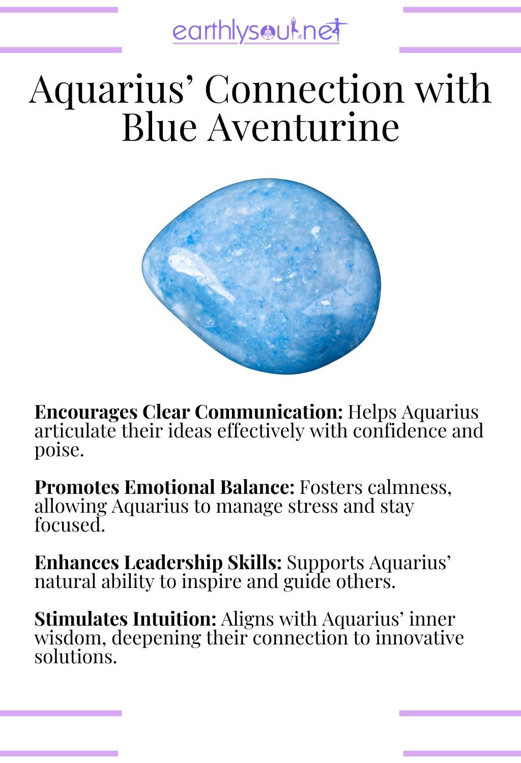 Blue aventurine crystal, encouraging clear communication and promoting emotional balance, perfect for aquarius zodiac signs maximizing their strengths.