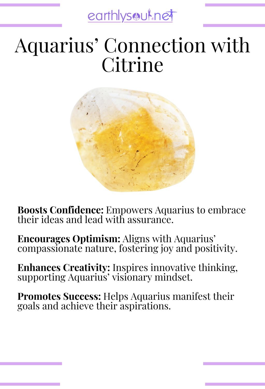Citrine crystal, boosting confidence and enhancing creativity, ideal for aquarius zodiac signs maximizing their strengths.