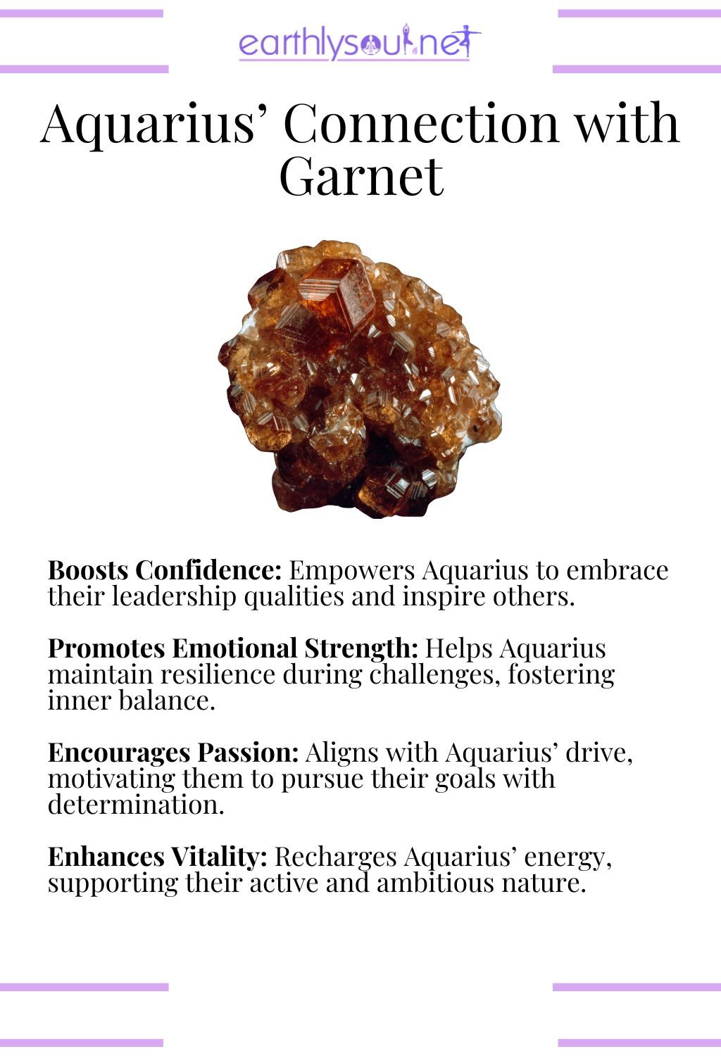 Garnet crystal, boosting confidence and promoting emotional strength, ideal for aquarius zodiac signs maximizing their strengths.