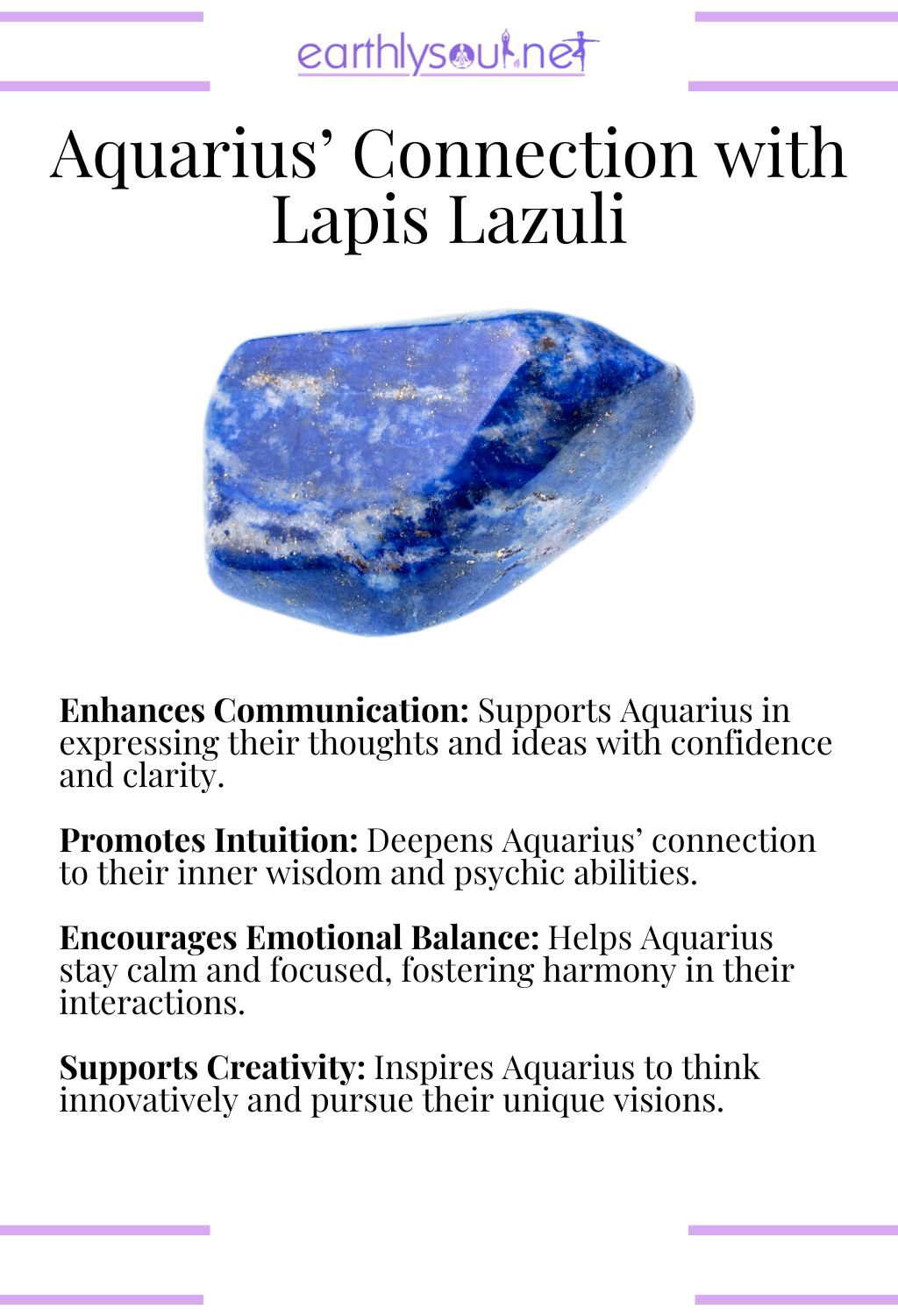 Lapis lazuli crystal, enhancing communication and promoting intuition, perfect for aquarius zodiac signs.