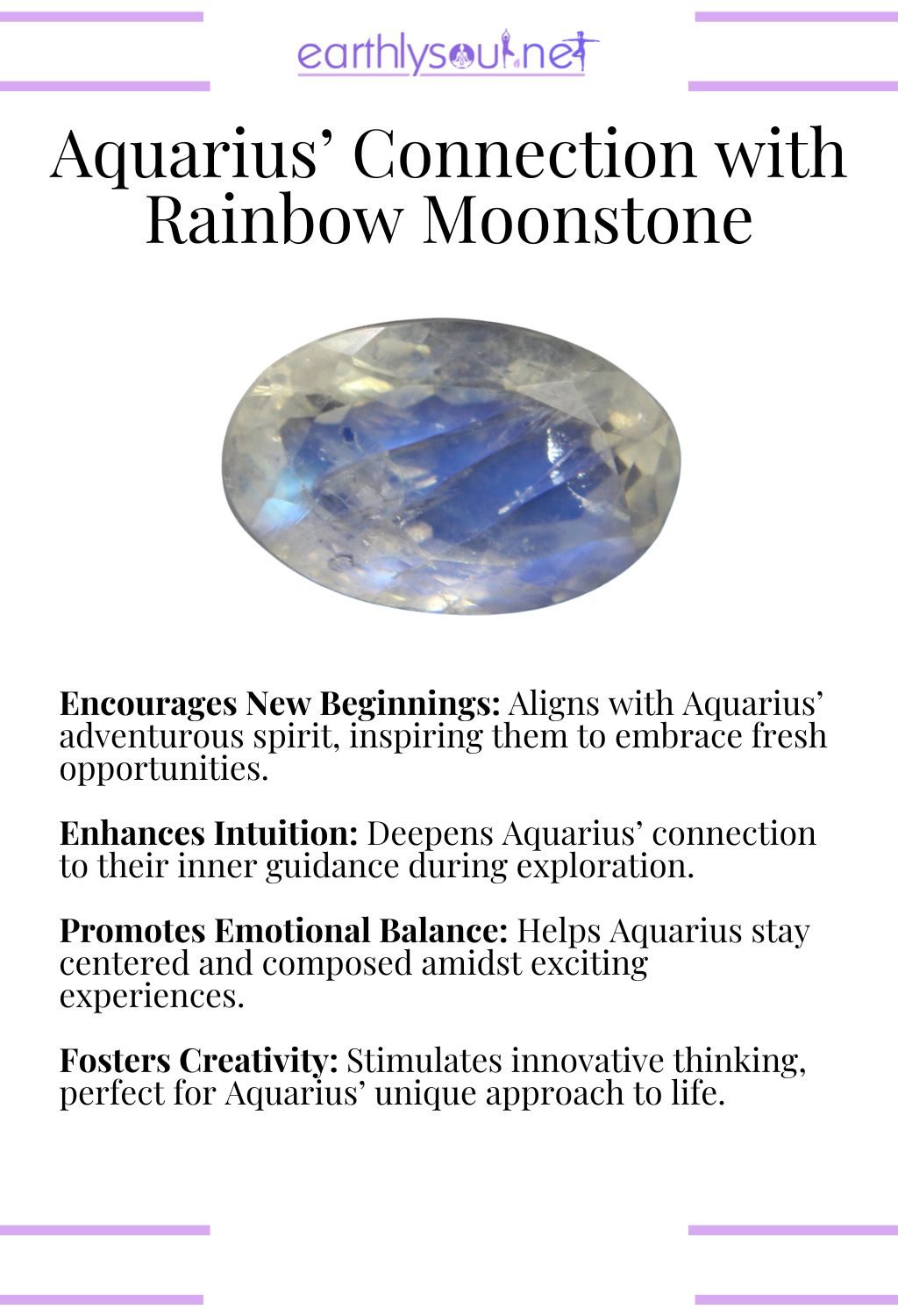 Rainbow moonstone crystal, encouraging new beginnings and enhancing intuition, ideal for adventurous aquarius zodiac signs.