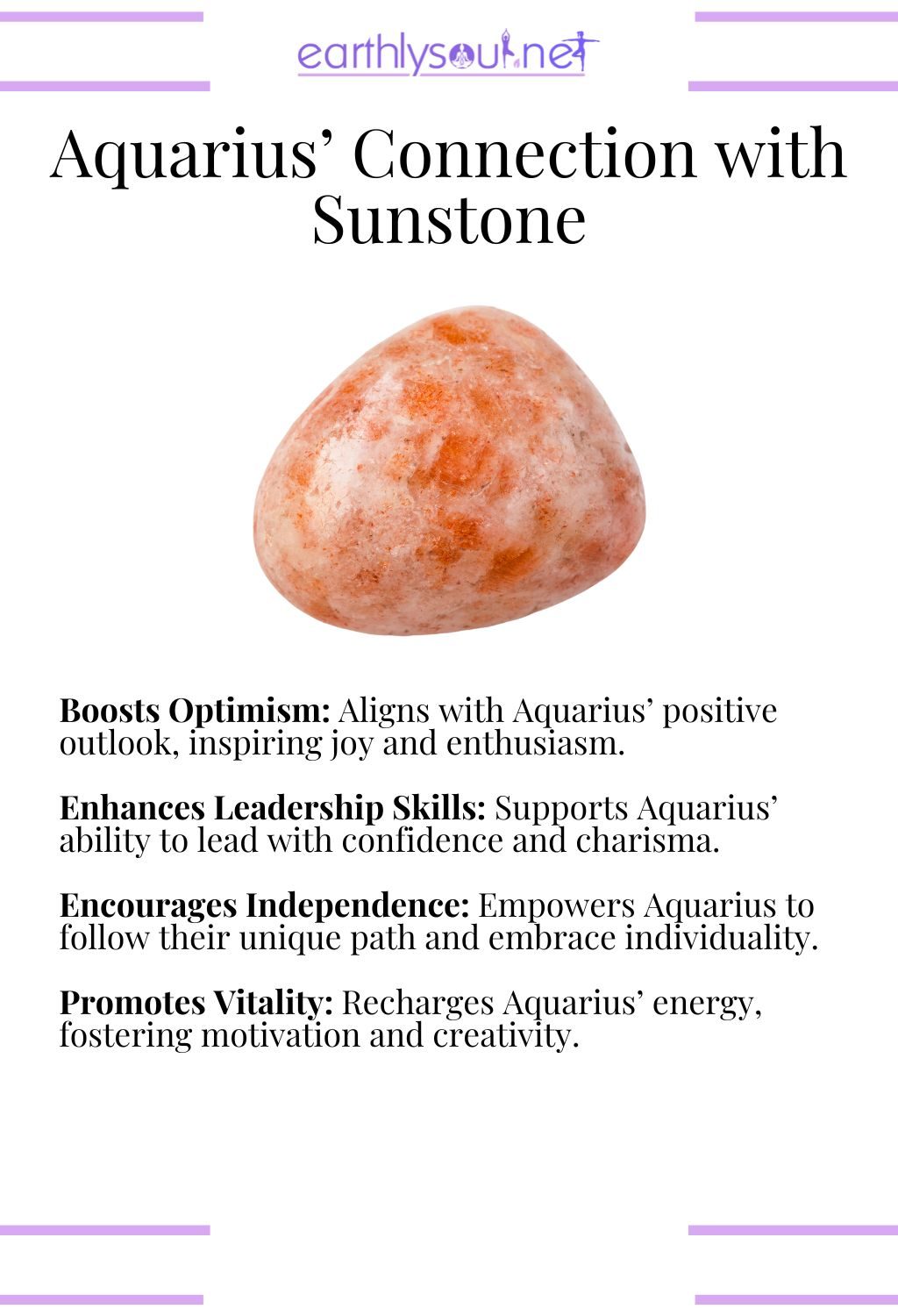 Sunstone crystal, boosting optimism and enhancing leadership skills, ideal for aquarius zodiac signs maximizing their strengths.