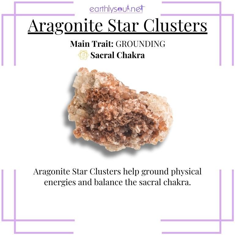Brown aragonite star clusters for grounding