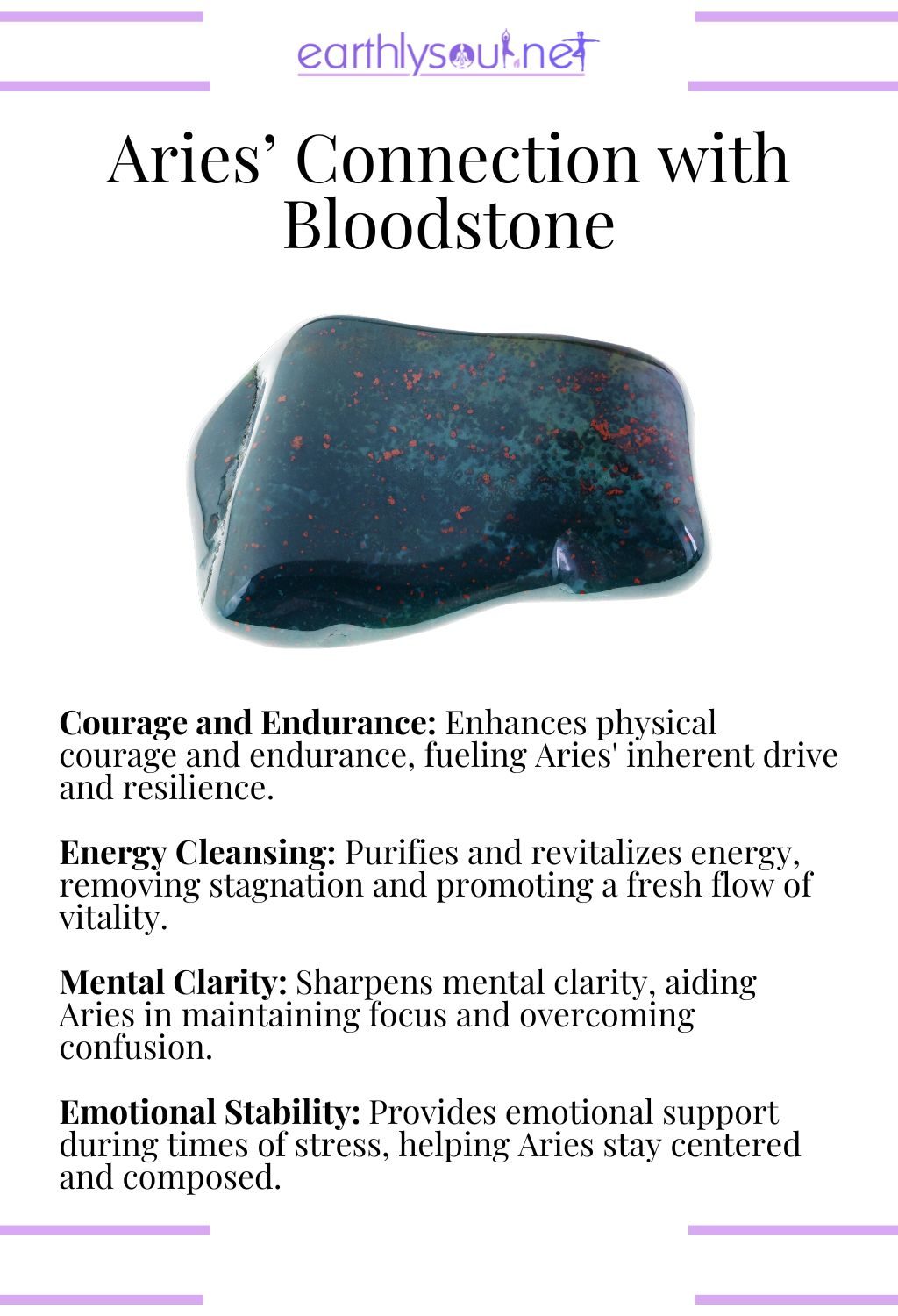 Bloodstone crystal, known for boosting courage and providing energy cleansing, perfect for aries.