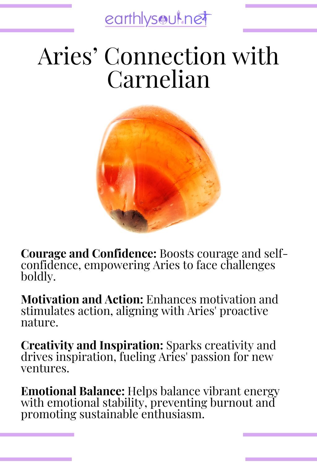 Carnelian crystal, known for enhancing courage and motivation, perfect for aries.