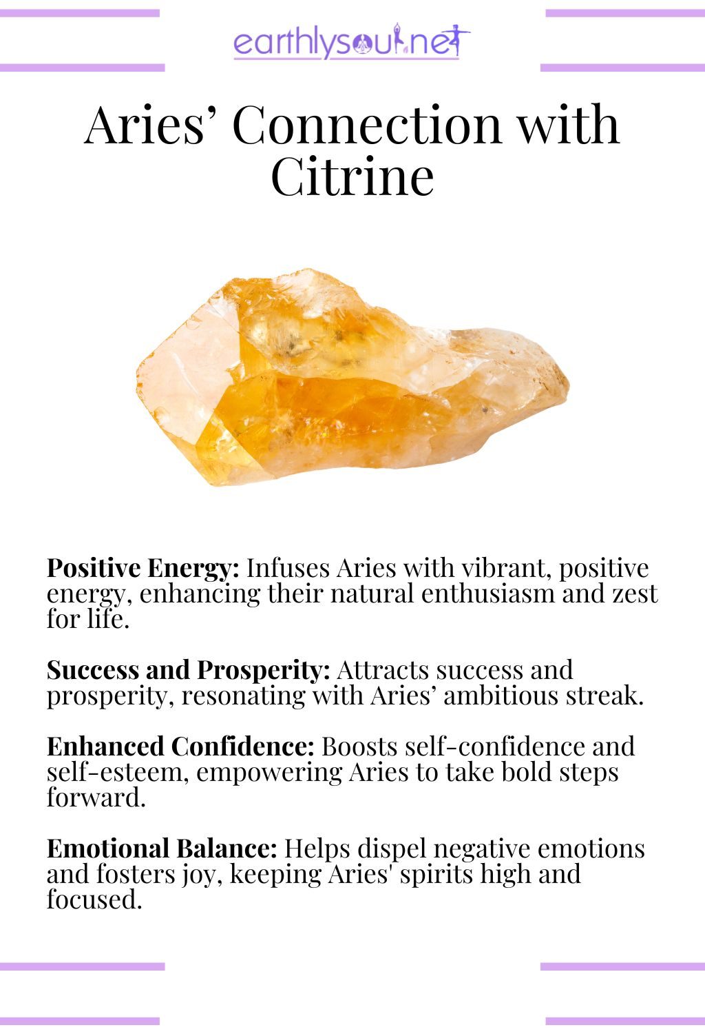 Citrine crystal, known for attracting success and enhancing positivity, perfect for aries.