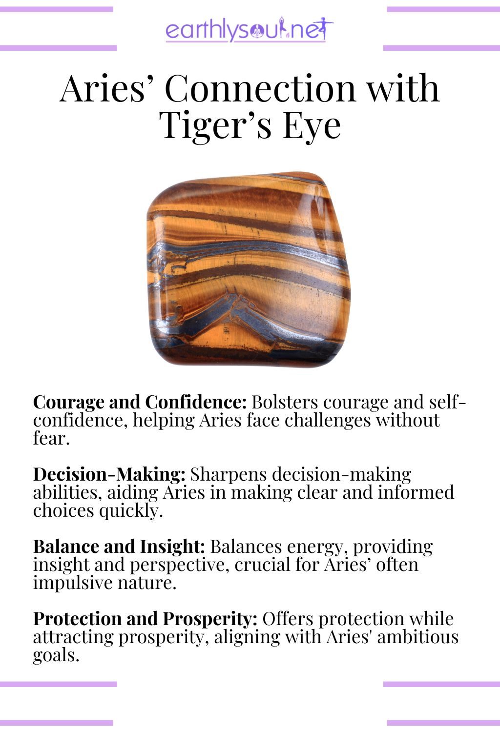 Tiger's eye crystal, enhancing courage and decision-making, ideal for aries.