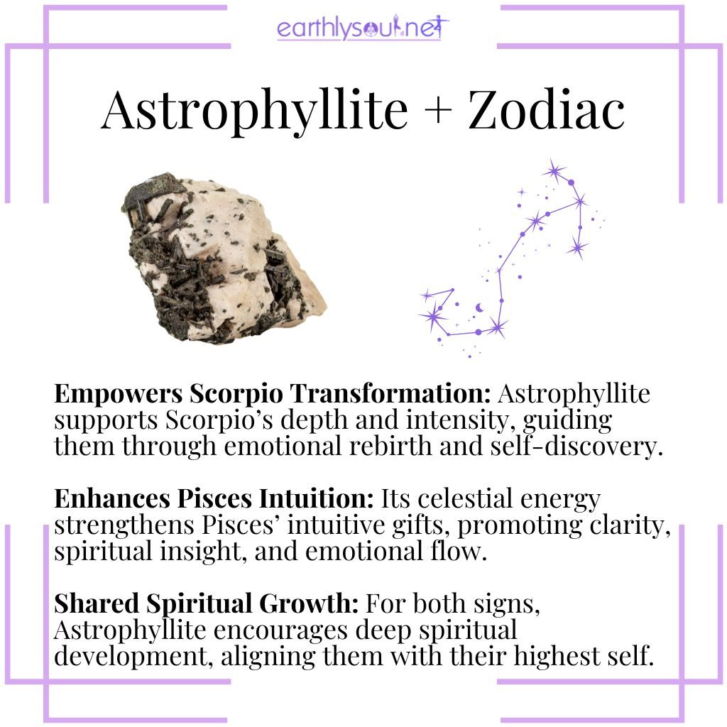 Astrophyllite zodiac connection – a transformative crystal that empowers scorpio and enhances pisces’ intuition for deep spiritual growth.