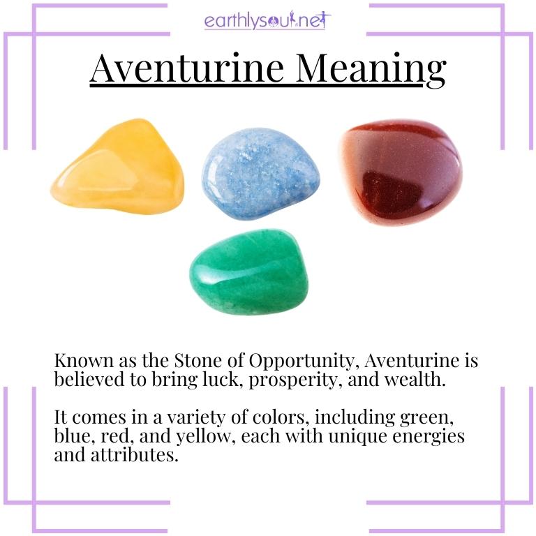 Various colored aventurine stones symbolizing luck and prosperity
