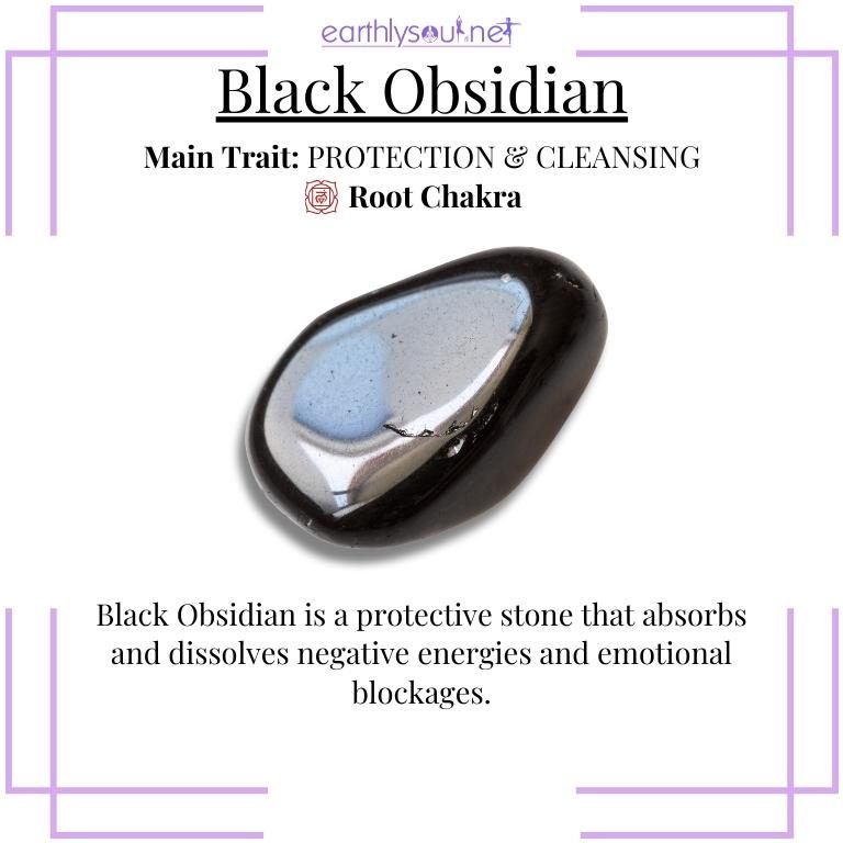 Shiny black obsidian for protection and emotional cleansing