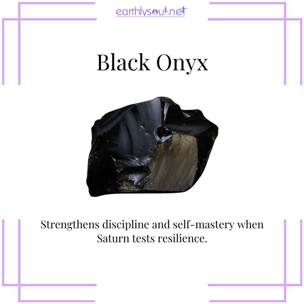 Black onyx crystal for strength and discipline in saturn retrograde