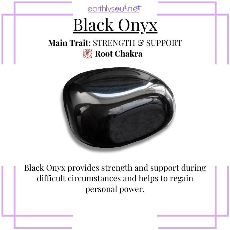 Glossy black onyx providing strength and support