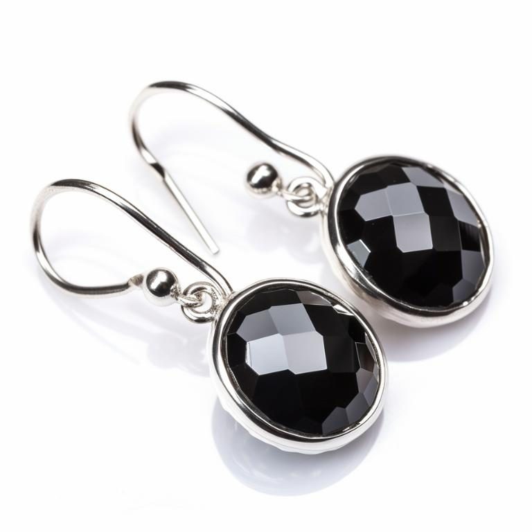 Pair of black tourmaline earrings