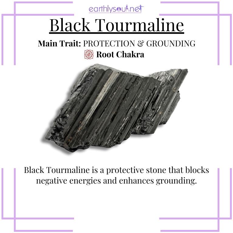 Dark black tourmaline for protection and grounding