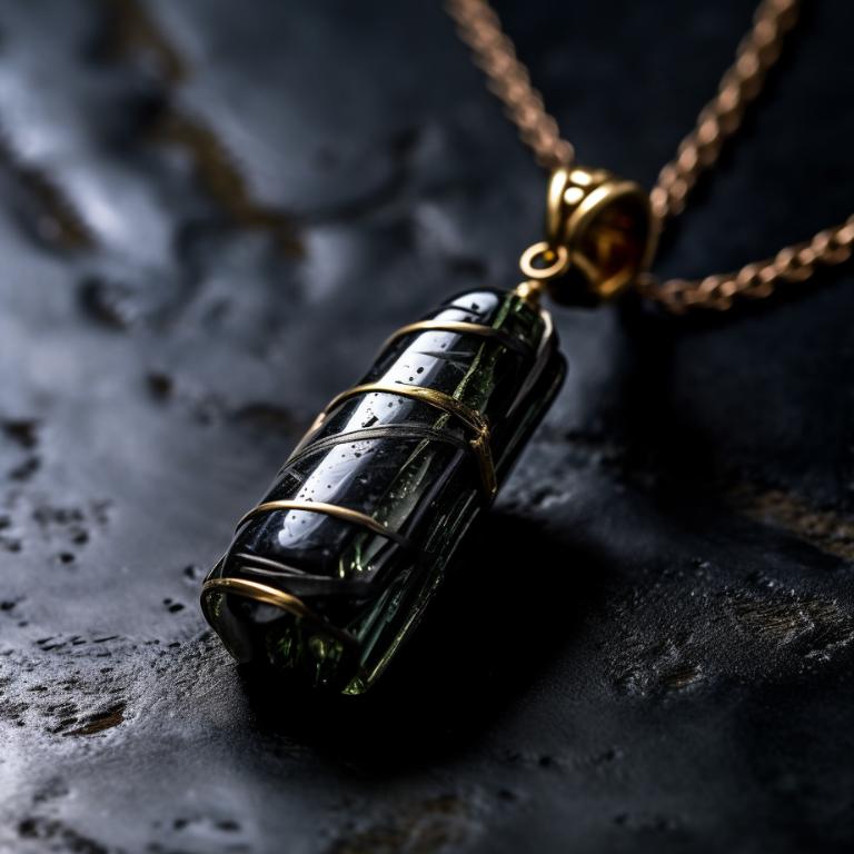 Photo of a black tourmaline pendant necklace